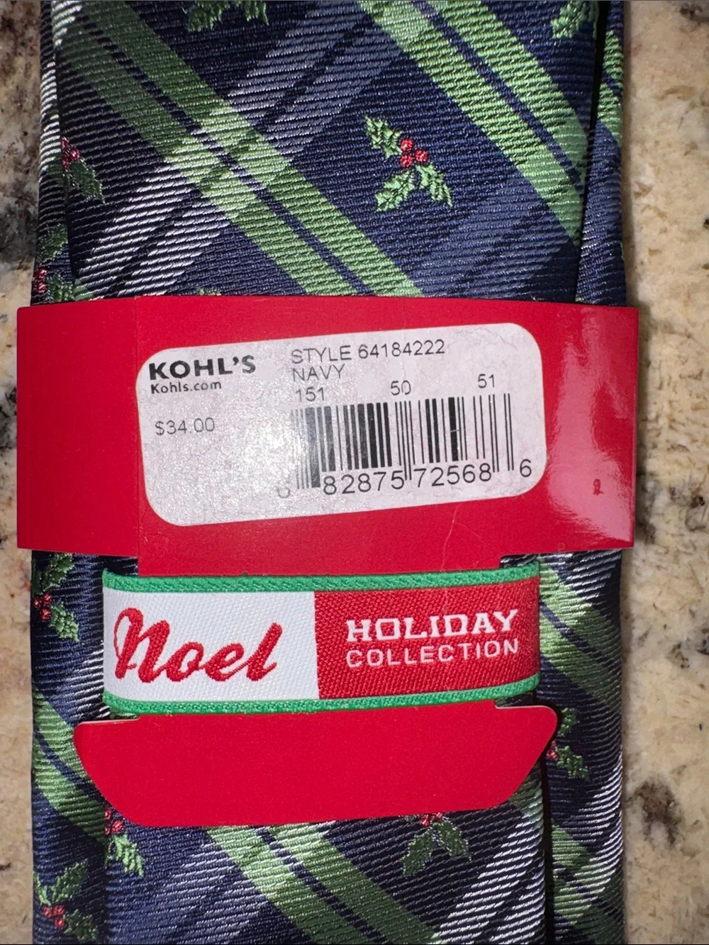Navy Plaid Tie with Green Accent